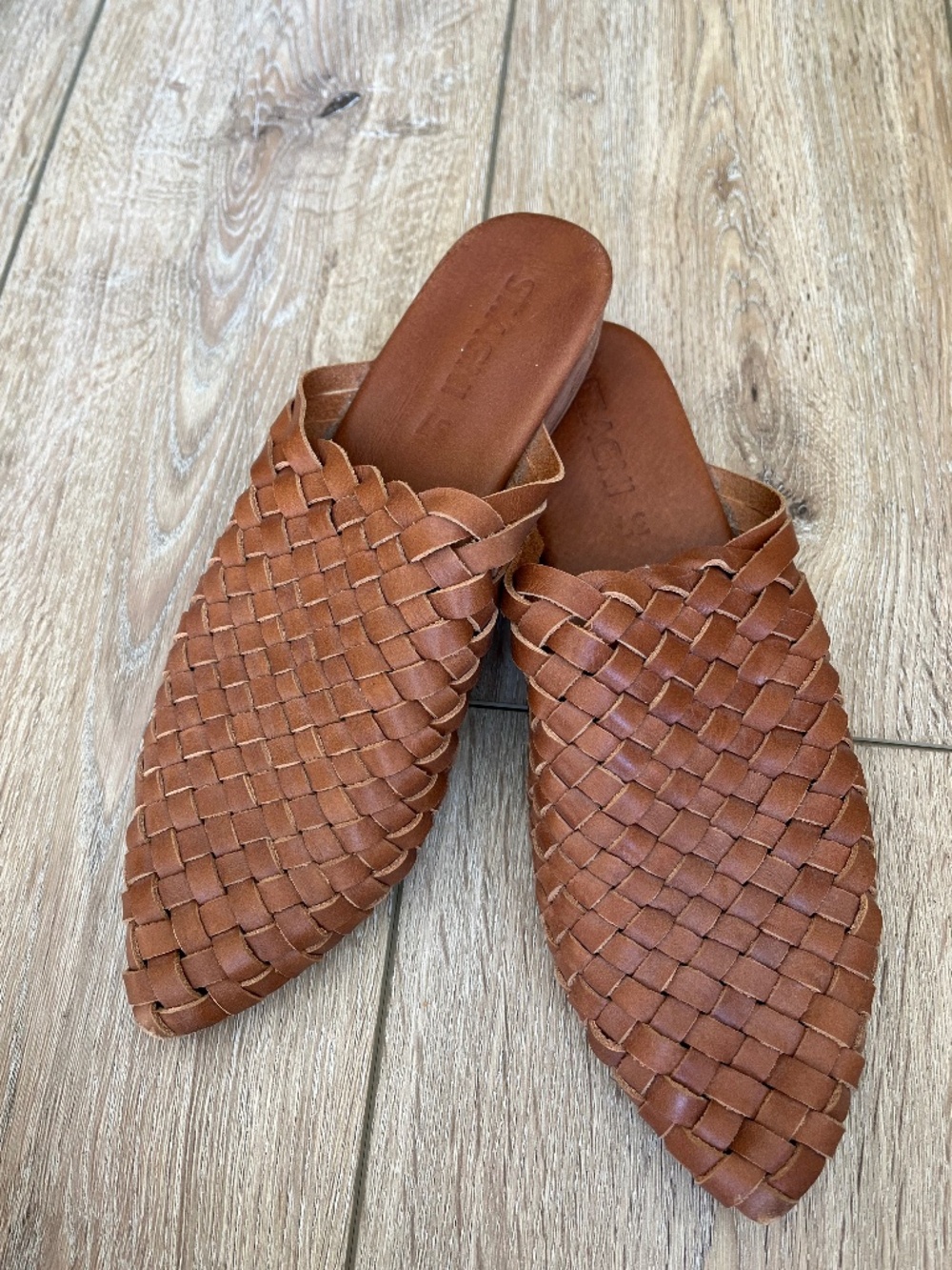St. Agni Leather Woven Slides